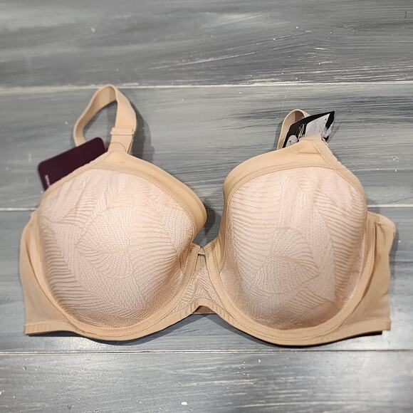 Paramour by Felina Bra 36DD Delightful Seamless Breathable Lace Contour Neutral - Picture 1 of 13